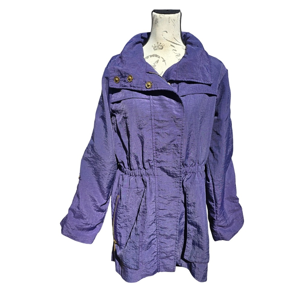 GET Purple Crinkle‎ Nylon Hooded Windbreaker Jacket Gold Hardware 5809LNL Small